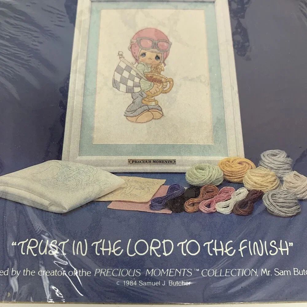 Precious Moments Trust in the Lord to the Finish - Needlecraft kit 1984 NEW Race